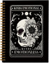 Tarot Skull Moon Sun Notebook, Kinda Emotional Kinda Emotionless Motivational Skeleton Journals, Flower Hardcover