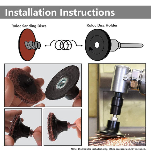 YAKAMOZ 2 Pcs 3 Inch Roll Lock Sanding Disc Holder with 1/4" Shank, Quick Change Adapter for Power Drill