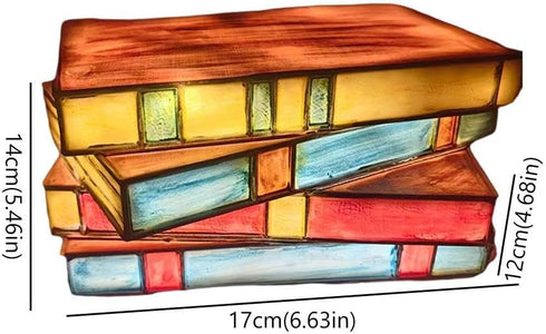 Generic Stained Glass Stacked Books Lamp Night Light,Vintage Nightstand Desk Book Lamps for Living Room, Reading Nook