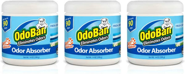 OdoBan Solid Odor Absorber Eliminator, Fresh Linen Scent, 14 Ounces Each, 3-Pack for Home and Small Spaces