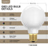 G25 Dimmable LED Globe Light Bulbs, 60 Watt Equivalent, 6W, 5000K Daylight, E26 Base, 800LM, 4 Pack