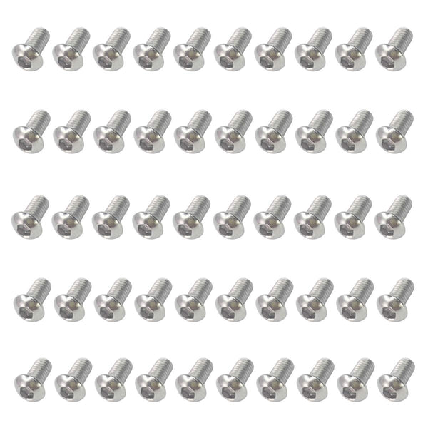 M6-1.00 x 12mm Button Head Hex Socket Cap Screws - 50PCS, Allen Socket Drive, 304 Stainless Steel