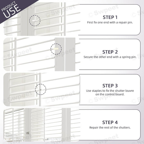 Swpeet 125Pcs Repair Plantation Shutters Tool Kit with Shutter Repair Spring Pins, Repair Pins, Collar Pins, U-Shape