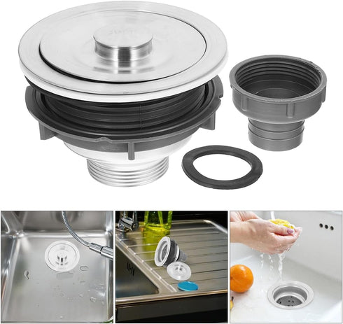 Healeved Universal Bathtub Drain Stopper Shower Drain Hair Catcher with Stainless Steel Plug and Hair Catcher Easy