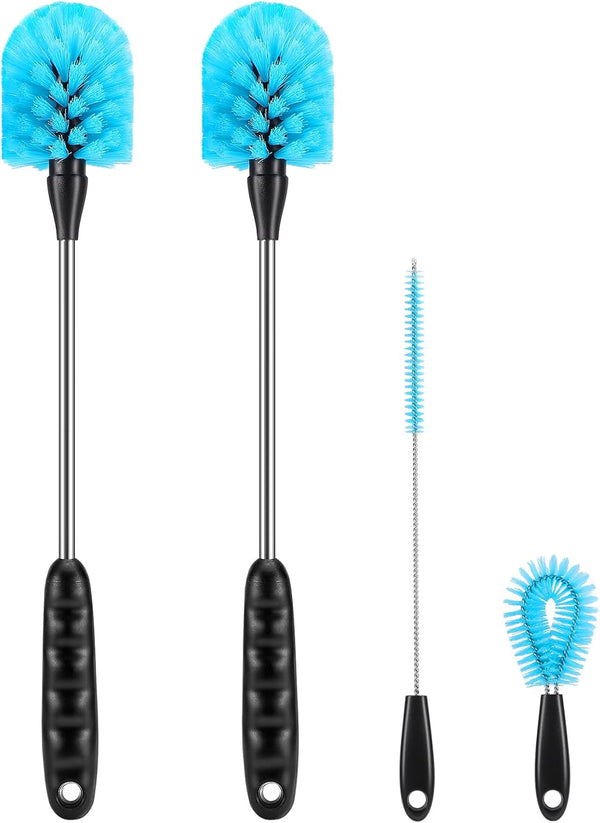 Long Handle 3-in-1 Water Bottle Brush Set, Stainless Steel Scrubbing Brush for Narrow Neck Bottles, Tumblers, Flasks