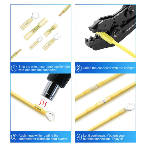 620Pcs Heat Shrink Wire Connectors - Insulated Electrical Terminals Kit, Waterproof Marine Automotive Assortment