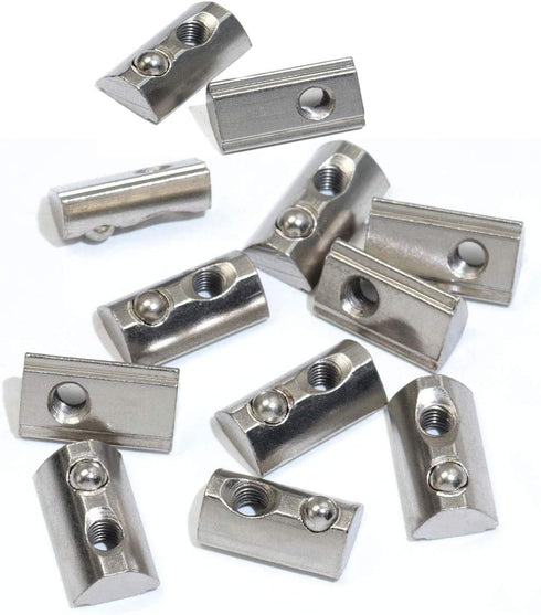12-Piece Set 2020 Series M6 T Nut, Roll-in Spring Ball Elastic Nut for 6mm T-Slot Aluminum Extrusion Profile