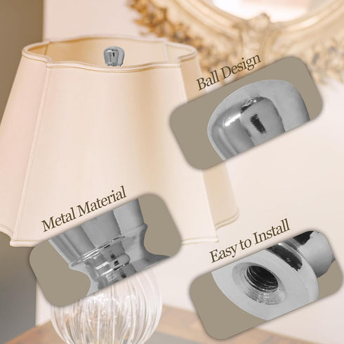 Biaungdo 2 1/4-27 Inch, Pcs Ball Lamp Finial Cap Knob, Silver Lamp Shade Screw Cap Top Lamps Decoration for Lamps Shade
