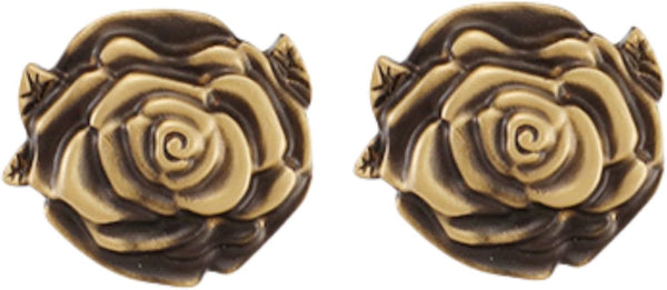 SANCHAKOU Cabinet Furniture Knobs 2 Pack Brass Wardrobe Rose Handle Single Hole Drawer