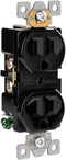 GE Grounding Duplex Heavy-Duty Receptacle, Black Outlet, Electrical Wall Receptacle Outlet, Supports
