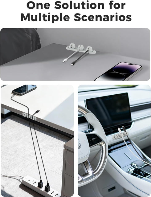 TFZUJDS Magnetic Silicone Cable Clips with No-Residue Strong Adhesive Desk, Under-Desk, Nightstand, Wall, Car, Office