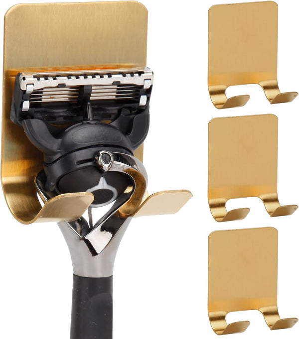 Self Adhesive Hooks Waterproof Razor Holder in Inside Shower 4 Pack, Metal