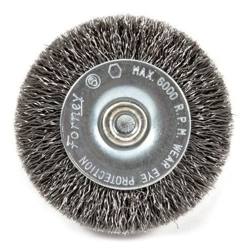 Forney 72728 Fine Crimped Wire Wheel Brush, 2-Inch-by-.008-Inch with 1/4-Inch Hex Shank