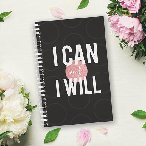Motivational Softcover Spiral Notebook/Journal, 5.5" x 8.5", 120 Checklist Pages, Durable Gloss Cover, White Wire-o,