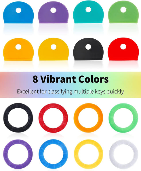 Vibit 80 Pack Key Caps Covers - 1 Inch Standard & 0.95 Inch Round Key Caps Set, 8 Colors, Key Head Protectors for