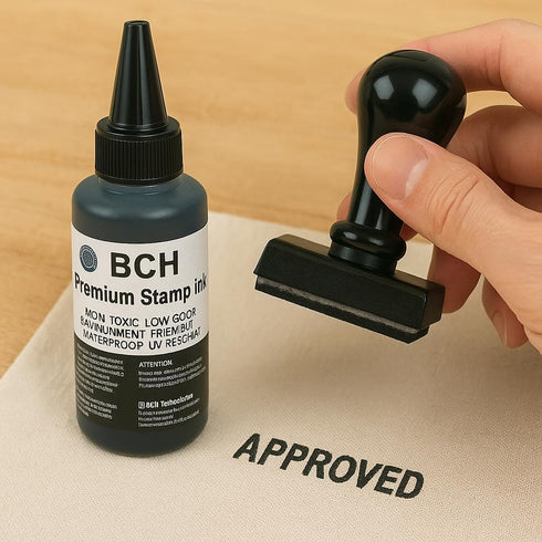 BCH Premium Black Stamp Ink Refill | Quick-Dry Permanent & Waterproof Ink for Self Inking Rubber Stamps