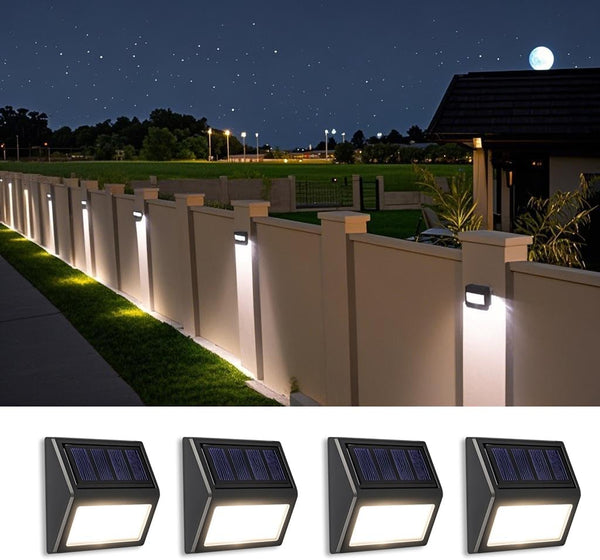Follateas Solar Fence Lights, Waterproof Solar Outdoor Lights for Stairs Decks Steps Fences
