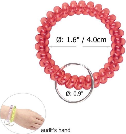 BIHRTC 5pcs Colorful Wristband Stretch Spring Spiral Coil Keychain Bracelets for Gym Pool ID Badge Outdoor Activities
