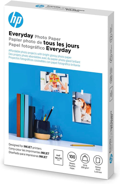 4x6 100 (CR759A) HP Everyday Photo Paper, Glossy, in, sheets
