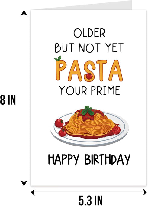 Qiliji Funny Pasta Birthday Card for Him Her, Humorous Pun Birthday Card for Italian Relative Friend Coworker, Older