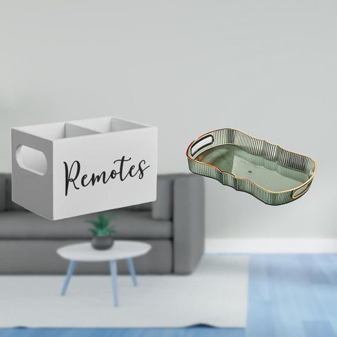 Fenteer Retro Wooden Remote Organizer and Food Serving Tray for Table Nightstand Couch Office Bathroom Vanity Breakfast