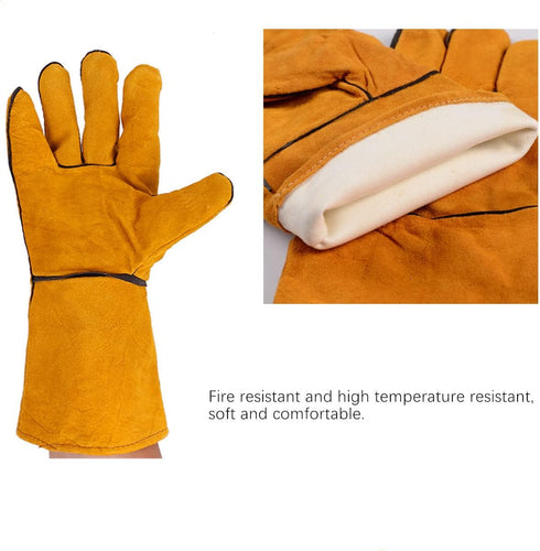 Yellow Leather Welding Gloves, 33cm/13inch for Safety and Protection