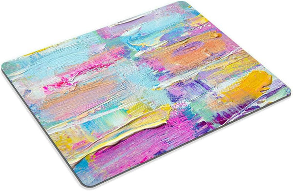 Smooffly Multicolor Mousepad with Abstract Print, Oil Paints Cover, Rainbow Yellow White Violet Pink Blue Purple
