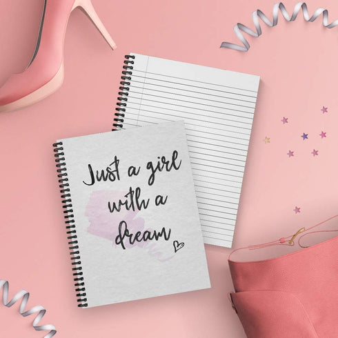Softcover Girl With A Dream Motivational Spiral Notebook, 8.5" x 11", 120 Wide Ruled Pages, Durable Cover