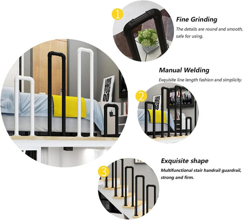PAUANI Counter Metal Stairs Handrail U-Shaped, Industrial Non-Slip Stair Railing, Metal Porch Deck Railing, Loft