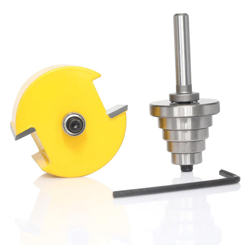 Set 6 1",Slot 3/4", 11/16", 5/8", 9/16", 1/2",3/8" Rabbet Router Bits with Interchangeable Bearings,Cutting Height
