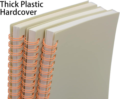 Yansanido Spiral Notebook, 6 Pcs, A5 White Thick Plastic Hardcover, 7mm College Ruled, 80 Sheets, 6 White A5