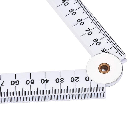 Folding Ruler 100cm 4 Fold Metric Measuring Tool, uxcell ABS for Woodworking Engineer White