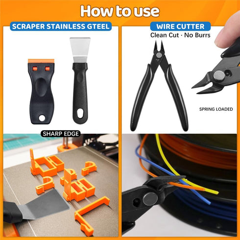 Yibrvoik 50Pcs 3D Nozzle Printer Tool Kit & Accessories for All FDM/SLA Printers, Includes Cleaning Kit, Scraper