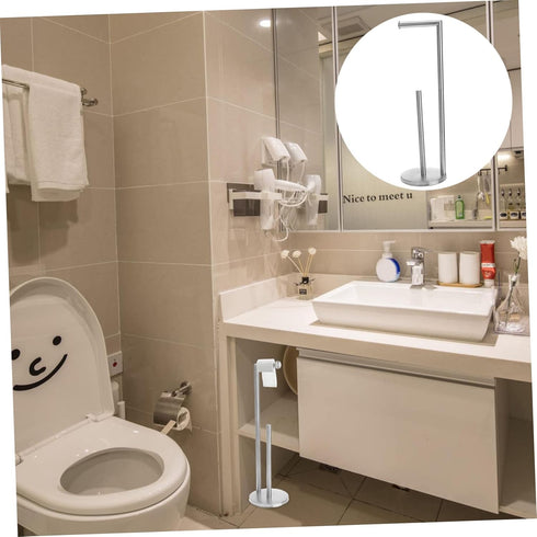 TEHAUX Vertical Paper Towel Rack Storage Roll Paper Holder for Bathroom and Kitchen Non- Base Modern Design for Easy