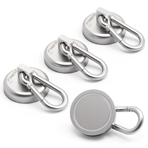 Ant Mag Carabiner Magnetic Hooks, 80LBS Heavy Duty Neodymium Magnet with Swivel Snap Hook, 4 Pack
