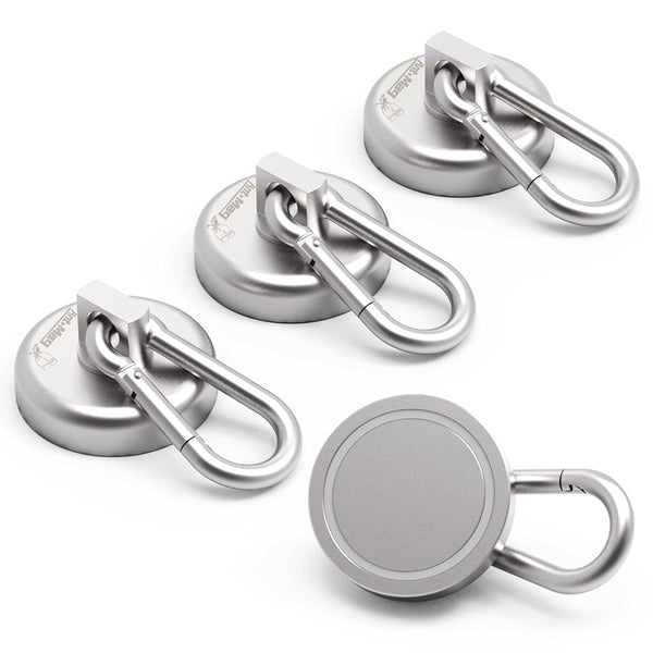 Ant Mag Carabiner Magnetic Hooks, 80LBS Heavy Duty Neodymium Magnet with Swivel Snap Hook, 4 Pack