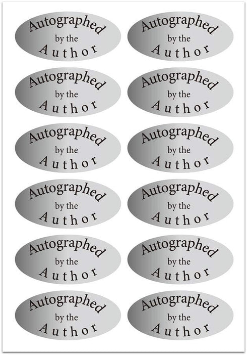 Silver Foil Autographed Label Stickers - 1 x 2 Inch Oval Laminated Author Stickers, 1008 Labels/Pack