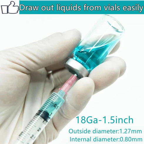 100 Pack 3ml 18Ga Lab Syringe Tools, Individually Packed with Measurement