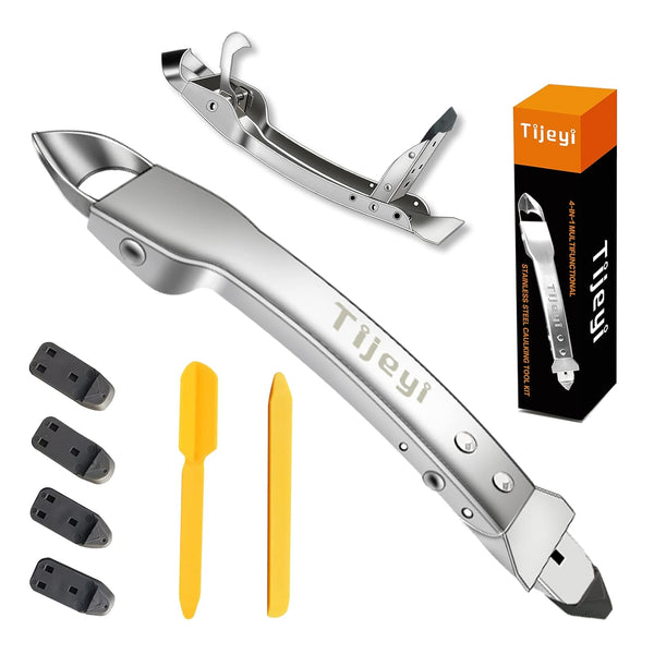 Stainless Steel Caulking Tool Kit, 4 in 1 Grout Removal Tool for Kitchen, Bathroom, Floor Sealant