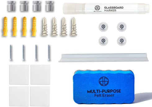 J&J Worldwide Install Fittings, Includes Hardware, Maker Tray, Markers, Eraser, and 4 Magnets, Black
