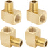 KOOTANS 4pcs 1/4 NPT 90 Degree Barstock Street Elbow Brass Fittings, 1/4" NPT Male to Female Thread