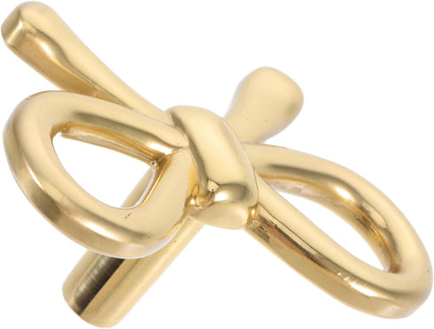 POPETPOP Brass Bow Drawer Pulls Vintage Bowknot Cabinet Handle for Dressers Wardrobes