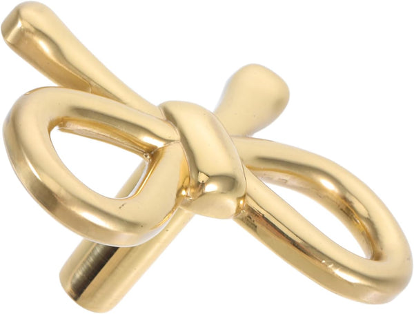 POPETPOP Brass Bow Drawer Pulls Vintage Bowknot Cabinet Handle for Dressers Wardrobes