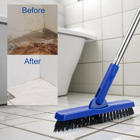 CELOX Grout Brush with Long Handle V-Shape Grout Line Scrubber with Stiff Bristle for Deep Cleaning Tile Grout, Blue