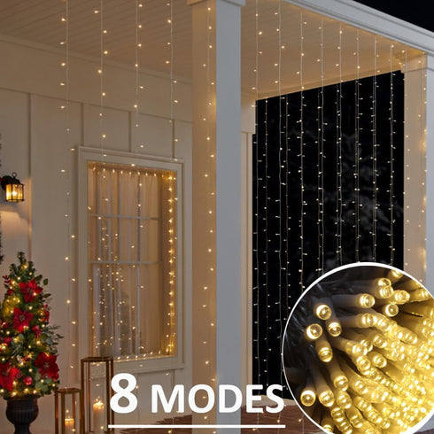 20ft x10ft, 600 Solhice LED Curtain Lights Outdoor LED Plug in Hanging String Lights Indoor Bedroom, Twinkle Light