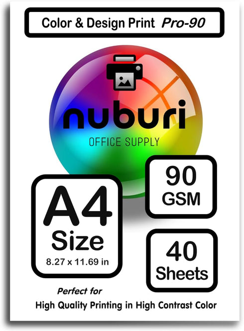 Nuburi Office Supply A4 Size Printer Paper - Bright White Opaque - Pro Quality -