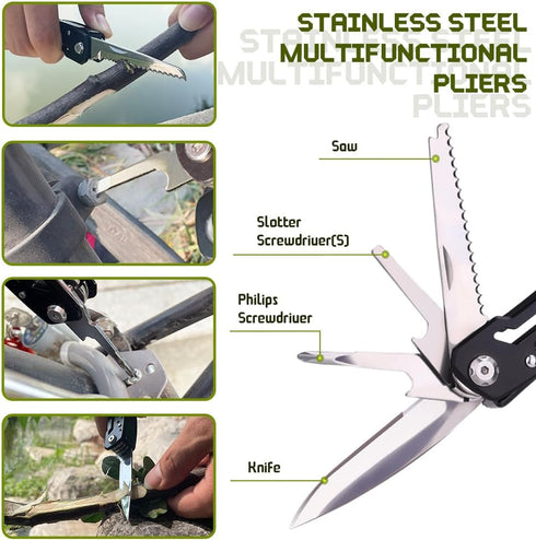 14 in 1 Multitool Pliers with Whistle Gift, Professional Pocket Pliers for Father, Boyfriend, Husband on Christmas,