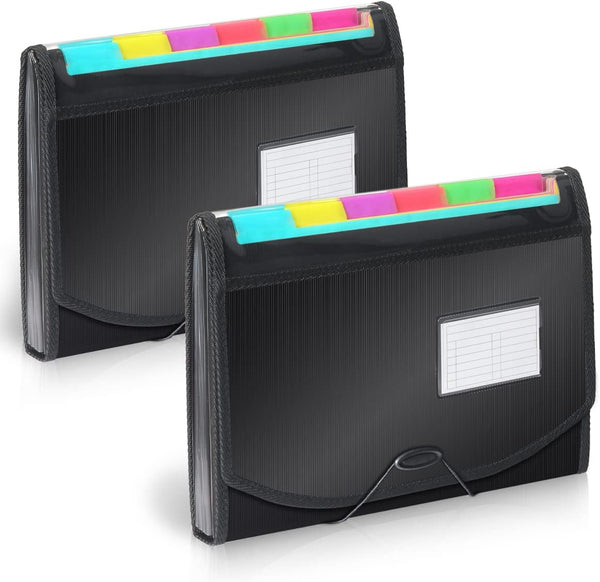 H4D Accordion File Keeper, 13 Pocket Expanding File Folder Organizer for Documents, 2 Packs