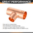 5-Pack Copper Fittings, 1"X1"X3/4" Copper Tee, C x C x C with Sweat Solder Connection
