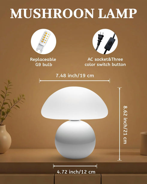 Mushroom Lamp Table Lamp for Bedroom,Desk Bedside Small Lamps for Living Room Night Stands,Mushroom Decor Cute Mini